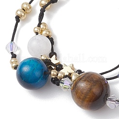 Регулируемые многорядные браслеты с драгоценными камнями и нейлоновой нитью&nbsp;BJEW-MZ00238