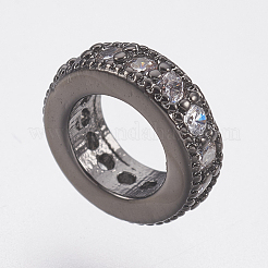 Europäische Perlen aus Messing mit Mikropavé-Fassung und Zirkonia-Unterlegscheibe&nbsp;LS-ZIRC-F083-094B-RS