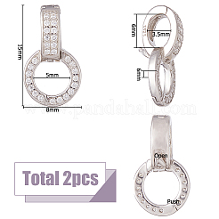 2 шт. 925 застежки-крутилки из стерлингового серебра с прозрачными кубическими цирконами STER-HS0001-22B-P