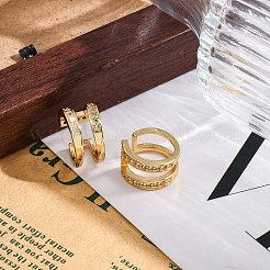 Серьги-манжеты из латуни с микропаве и прозрачным циркониевым покрытием для женщин&nbsp;EJEW-C125-24A-G