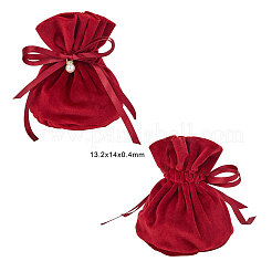 Sacchetti di gioielli in velluto con coulisse e perla imitazione plastica&nbsp;TP-CJC0001-03A