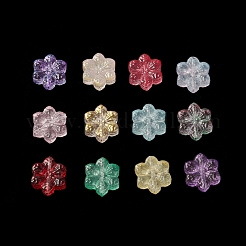 スプレー塗り透明ガラス・ビーズ  雪  ミックスカラー  14x12x4.5mm  穴：0.9mm&nbsp;GLAA-D006-19