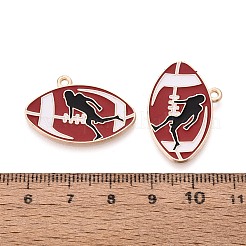 合金エナメルチャーム  人間味あふれるラグビー  ゴールドカラー  暗赤色  18.5x28x1mm  穴：1.6mm&nbsp;ENAM-T025-02G-03