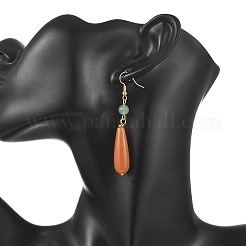 Orecchini pendenti in avventurina naturale rosso/verde&nbsp;EJEW-JE07257-01