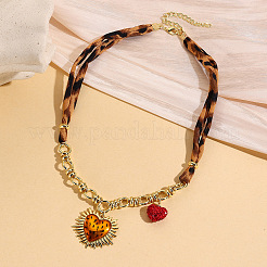 Collier avec pendentif cœur en alliage émaillé et plastique&nbsp;WG2FAF8-03