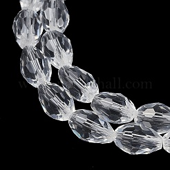 透明ガラスビーズ連売り  多面カット  ティアドロップ  透明  8x6mm  穴：1.2mm  約65~67個/連  20.08インチ（51cm）&nbsp;EGLA-N013-T6mm-D01