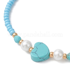 Эластичные браслеты из стеклянного бисера и натуральных/синтетических камней для женщин&nbsp;BJEW-MZ00310