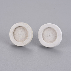 ウッドスタッドピアスのパーツ  鉄パーツ  フラットラウンド  プラチナ  ホワイト  トレイ：12mm  18x4mm  ピン：0.8mm  10個/袋&nbsp;WOOD-WH0021-12F