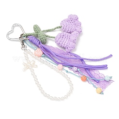 Подвеска ручной работы из хлопковой пряжи с ландышами&nbsp;HJEW-JM04387-03