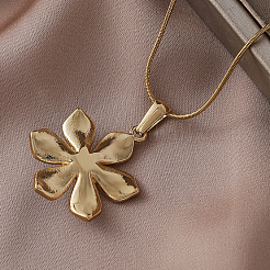 Collar con colgante de flor de cerezo en acero inoxidable 304 esmaltado con perlas de imitación para mujer&nbsp;LS-RN9489