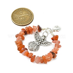Winkel-Themen-Anhänger aus natürlichem rotem Achat & rotem Aventurin & Fluorit&nbsp;HJEW-JM02894