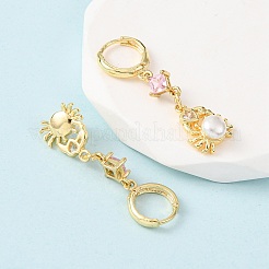 Латунные микро проложить серьги обруча кубического циркония EJEW-A149-04A-G