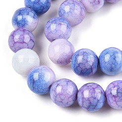 Perles de verre craquelé teintées à effet ombré&nbsp;X1-GLAA-T031-10mm-01T