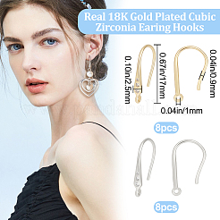 16шт 2 цвета латунь микро проложить прозрачные фианиты серьги крючки&nbsp;KK-BBC0008-07