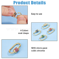 12 шт. латунные подвески-карабин с микропаве из кубического циркония ZIRC-HS0001-16
