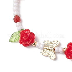 Браслеты из стеклянных бусин и плетеных бусин из смолы для женщин&nbsp;BJEW-MZ00237-03