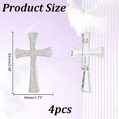 4 шт. крестообразных значков для лацканов со стразами&nbsp;JEWB-HY0001-50S
