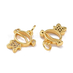 Латунные микропаве прозрачные кубические циркониевые подвески ZIRC-A021-52G