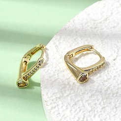 Pendientes de aro de circonita cúbica transparente con micro pavé de latón&nbsp;EJEW-G473-08G
