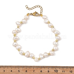 Armbänder aus natürlichen Süßwasserzuchtperlen und Messingperlen für Damen&nbsp;BJEW-JB13871