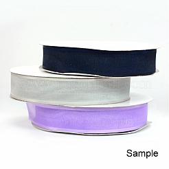 サテンエッジ付きポリエステルオーガンジーリボン  ホワイト  1インチ（25mm）  約50ヤード/ロール（45.72メートル/ロール）&nbsp;ORIB-Q022-25mm-05