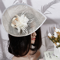 Льняная мини-шляпа с очаровательной основой AJEW-WH0561-32D