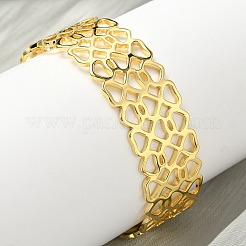 Полые латунные манжеты браслеты для женщин BJEW-F513-01G