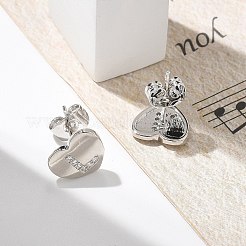 Серьги-гвоздики из латуни с микропаве из прозрачного кубического циркония EJEW-K299-01P-L