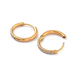 Ионное покрытие (ip) 316 хирургическая нержавеющая сталь паве прозрачный кубический цирконий серьги-кольца женские&nbsp;EJEW-A109-01C-G