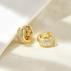 Латунные микро проложить серьги обруча кубического циркония&nbsp;EJEW-D311-078G