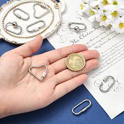 8 pièce 4 styles 304 mousqueton à vis en acier inoxydable avec breloques de verrouillage&nbsp;STAS-FS0002-38