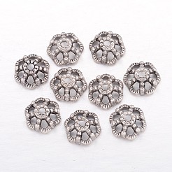 Tapas de abalorios de fantasía de plata tibetana de flor de filigrana de 6 pétalo&nbsp;AA124-NF