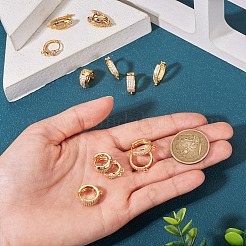 12 шт. 6 стиля латунная микропаве кубический цирконий серьги-кольца фурнитура&nbsp;KK-TA0002-57