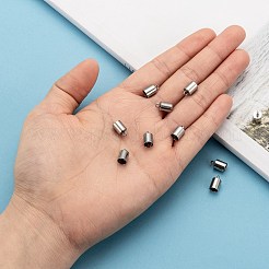 変色しにくい304ステンレススチールコードエンド  エンドキャップ  ステンレス鋼色  10x6mm  穴：2mm  内径：5mm&nbsp;X-STAS-M250-05