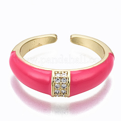 Латунные кольца из манжеты с прозрачным цирконием RJEW-S045-064-NR