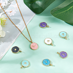 12 шт. 6 стиля латунных эмалевых подвесок&nbsp;KK-CA0001-32G