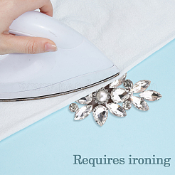 6 pieza de rhinestone de vidrio con purpurina y fijación en caliente con forma de flor&nbsp;DIY-GF0014-62A