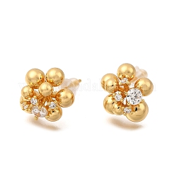 Серьги-гвоздики из латуни с микро-паве и прозрачным фианитом EJEW-B148-01G