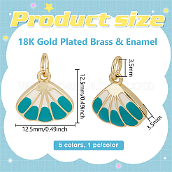 5 Stück 5 Farben Messing Emaille Muschelform Charms&nbsp;KK-BC0015-42G