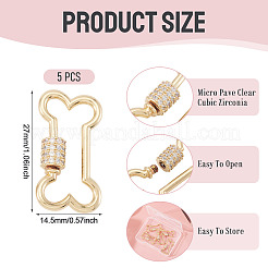 5 шт. латунные подвески-карабинчики с микропаве из прозрачного кубического циркония&nbsp;KK-TA0003-17