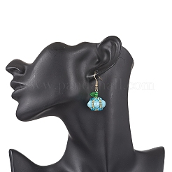 Boucles d'oreilles pendantes en forme de citrouille en acier inoxydable 304&nbsp;EJEW-MZ00514-04