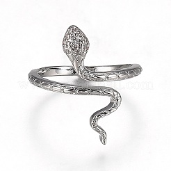 Латунные кольца из манжеты с прозрачным цирконием RJEW-H538-07