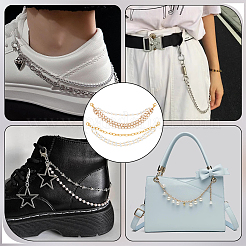 4 шт. 2 стиля пластиковые жемчужные и железные цепочки-скрепки цепи для ремней для ботинок&nbsp;HJEW-PH02102-01