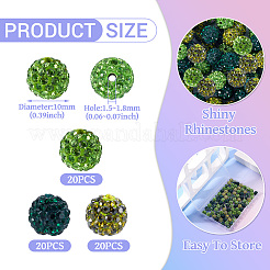 100 шт. 5 вида бусин из полимерной глины со стразами&nbsp;RB-TA0001-24