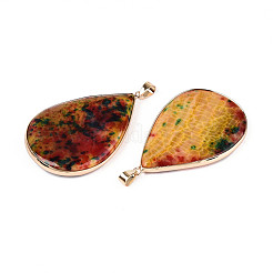 Большие подвески из натурального агата с паве из латуни&nbsp;G-T139-96