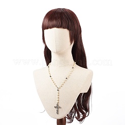 Ожерелья из синтетического гематита и стеклянных четок для женщин NJEW-JN03992