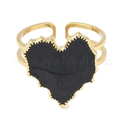 Ионное покрытие (ip) 304 нержавеющая сталь эмаль сердце манжеты кольца для пальцев&nbsp;RJEW-L107-078B-G