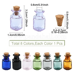 8 Stück 8 Farben quadratische Glaskorkenflaschen-Ornament&nbsp;GLAA-YW0004-55