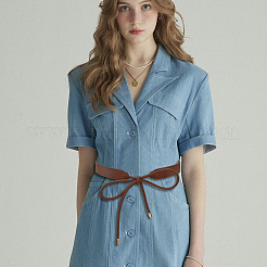 Бант из искусственной кожи обертывается вокруг пояса AJEW-WH20054-086C