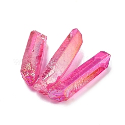 電気メッキされた天然の水晶が目盛り付きビーズ連売り  ナゲット  トップ掘削  21~43x5~13mm  穴：1mm  3個/セット&nbsp;G-P315-A19